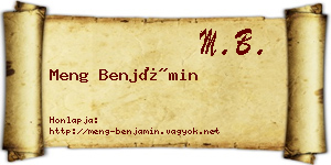 Meng Benjámin névjegykártya